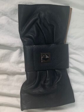 BCBG MaxAzria Black Leather Bow Clutch